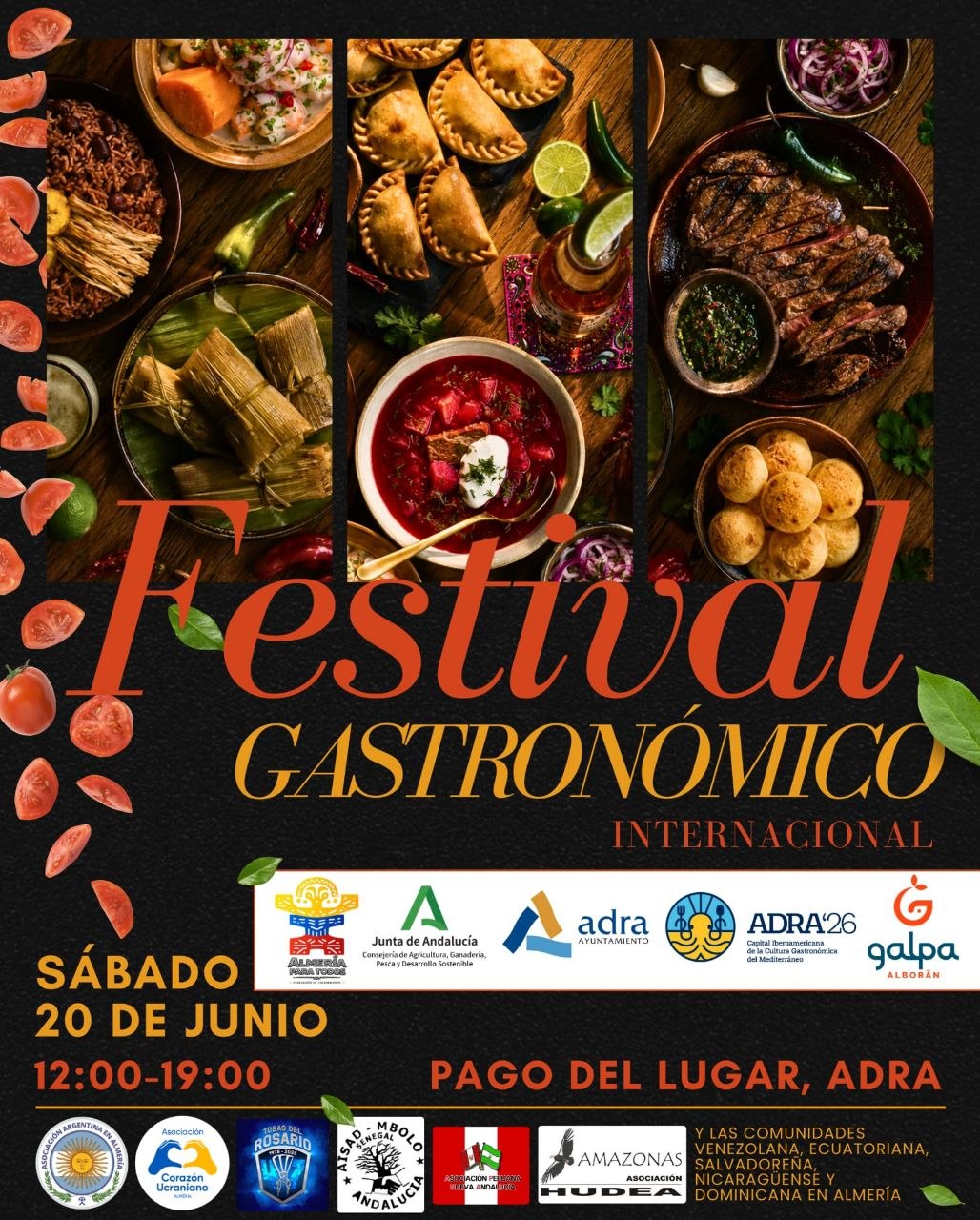 Cartel del Festival Gastronómico Internacional de Adra con participación de Corazón Ucraniano